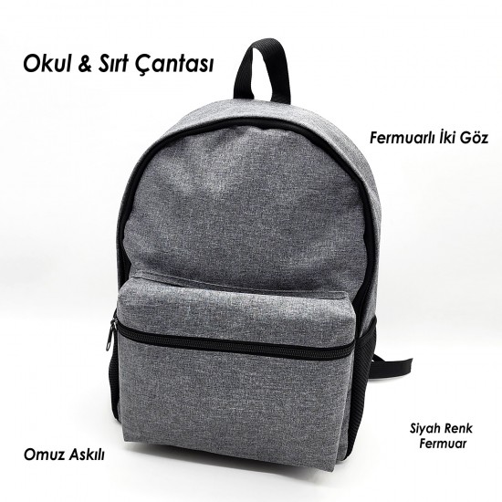 Ön Cepli Logo Baskılı Promosyon Okul Sırt Çantası