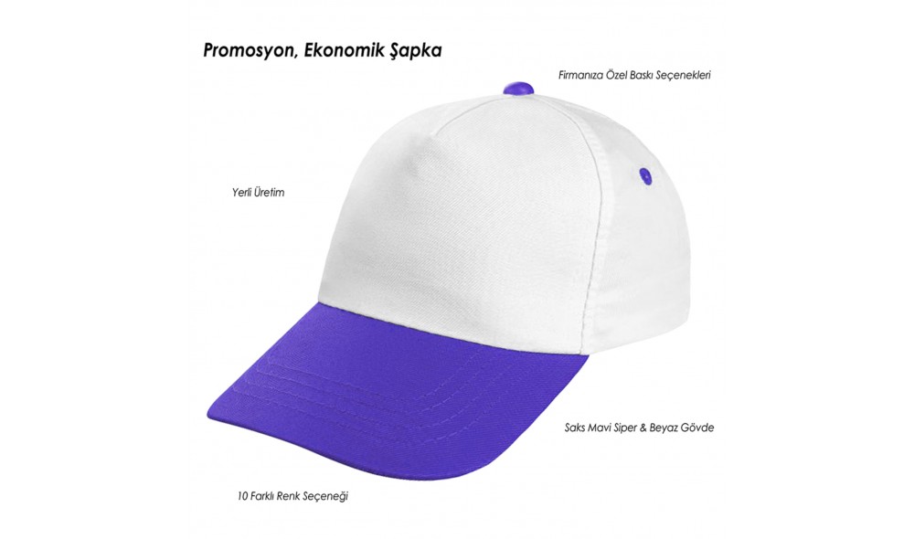 Promosyon Beyaz-Renkli Siper Şapka Bangui Promosyon Beyaz-Renkli Siper Şapka Bangui