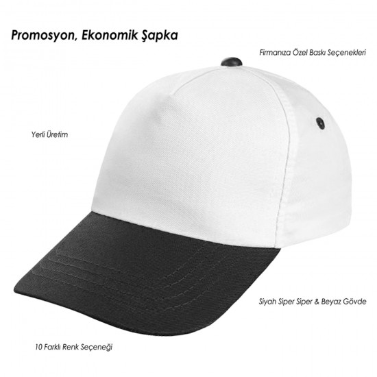 Promosyon Beyaz-Renkli Siper Şapka Encemine Promosyon Beyaz-Renkli Siper Şapka Encemine