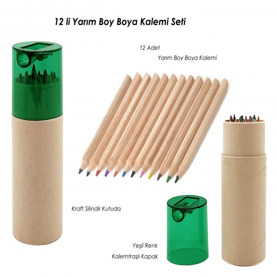 Promosyon Yarım Boy 12'li Boya Kalemi Kraft Kutulu Hades Promosyon Yarım Boy 12'li Boya Kalemi Kraft Kutulu Hades