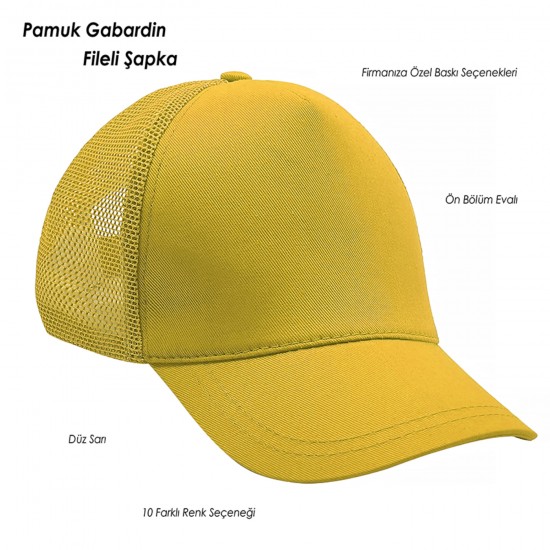 Promosyon Pamuk Gabardin Fileli Şapka Canberra