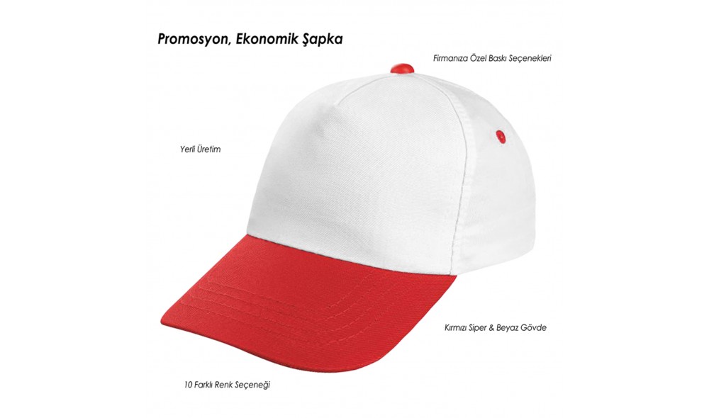 Promosyon Beyaz-Renkli Siper Şapka  Pekin