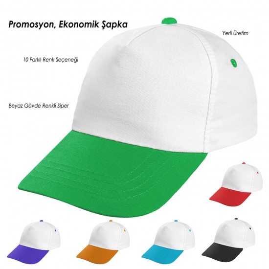 Promosyon Beyaz-Renkli Siper Şapka  San Jose