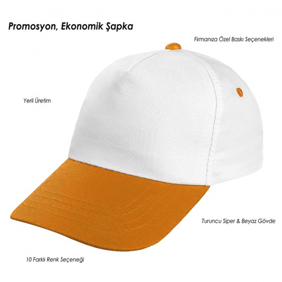 Promosyon Beyaz-Renkli Siper Şapka  Pekin