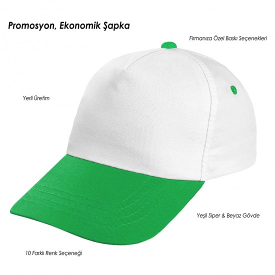 Promosyon Beyaz-Renkli Siper Şapka Brazzaville Promosyon Beyaz-Renkli Siper Şapka Brazzaville