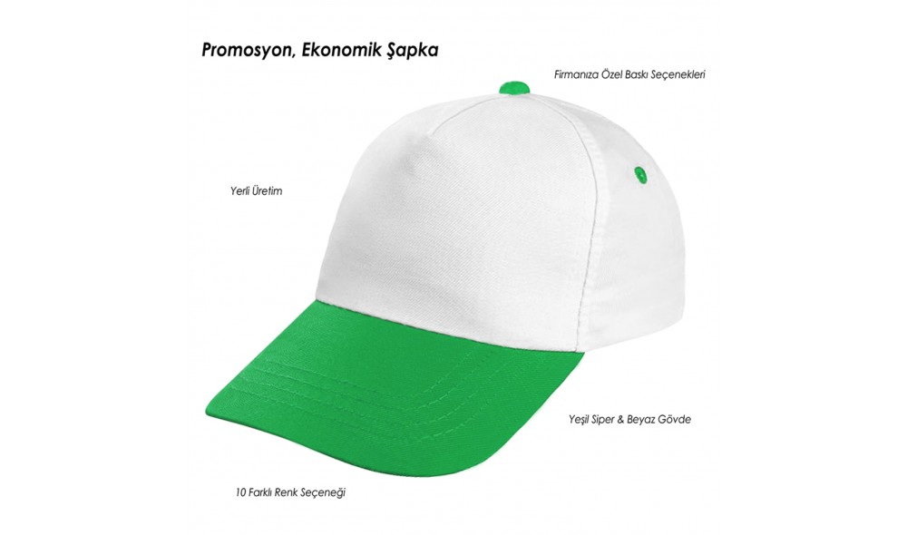 Promosyon Beyaz-Renkli Siper Şapka  San Jose