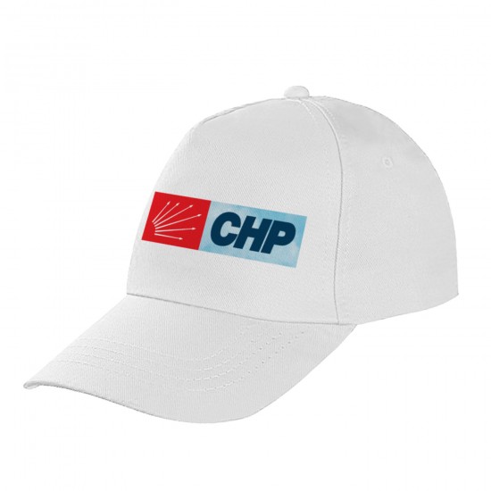 Beyaz CHP Logo Baskılı Promosyon Şapka