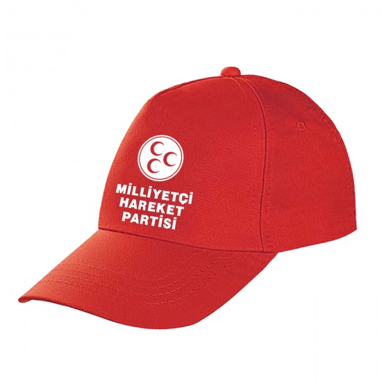 Kırmızı MHP Logo Baskılı Ekonomik Promosyon Şapka Kırmızı MHP Logo Baskılı Ekonomik Promosyon Şapka