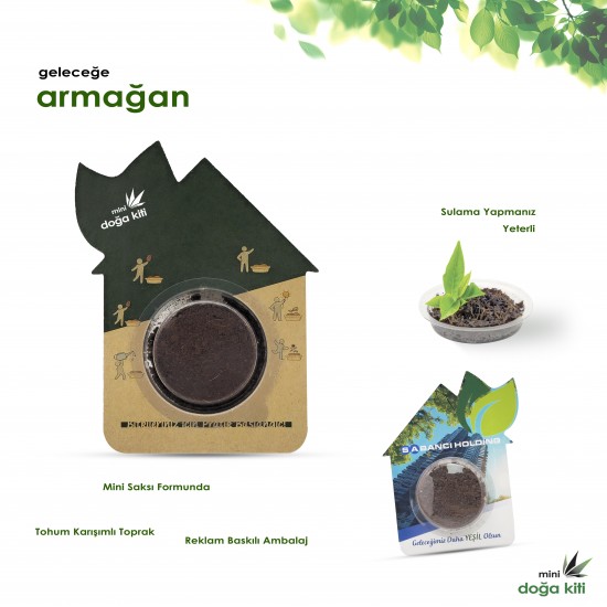 Firma logolu promosyon mini doğa kiti ve tohumlu mini saksı