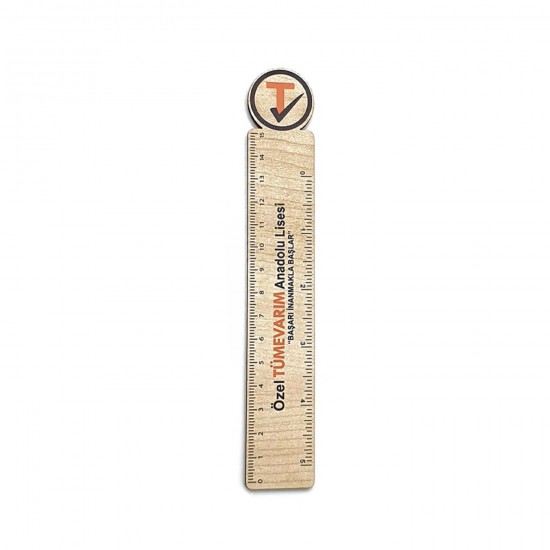 Ahşap Yuvarlak Baskı Alanlı Cetvel 15 cm Ahşap Yuvarlak Baskı Alanlı Cetvel 15 cm