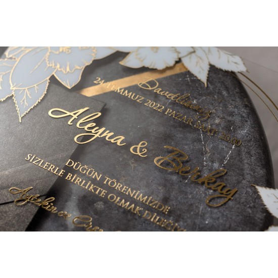 Şeffaf Davetiye Zarflı Gold Varaklı D-8379 Şeffaf Davetiye Zarflı Gold Varaklı D-8379