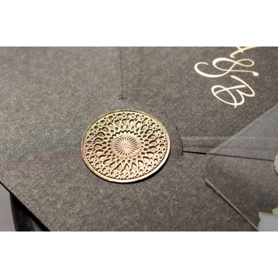 Şeffaf Davetiye Zarflı Gold Varaklı D-8379 Şeffaf Davetiye Zarflı Gold Varaklı D-8379