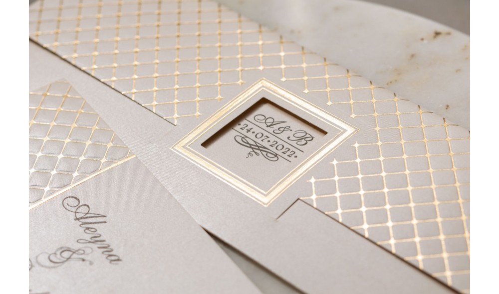 Düğün Davetiyesi Zarf Gold Varaklı Model D-8268