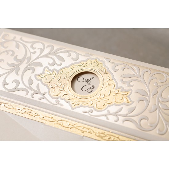 Düğün Davetiyesi Zarf Üzeri Gold Varak Desenli D-8396