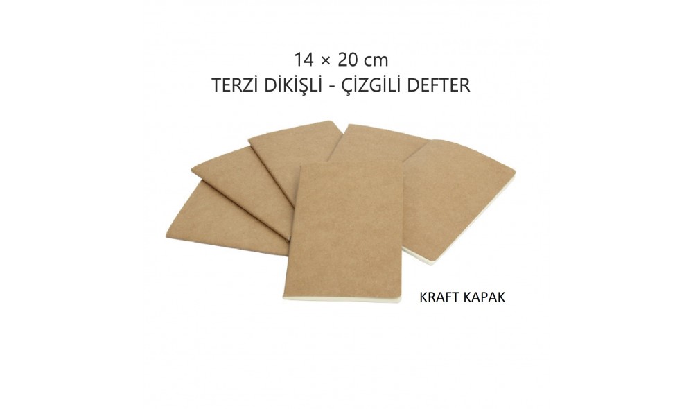 14x20 cm Kraft Kapaklı Terzi Dikişli Promosyon Defter Kraft kapaklı 14x20 cm terzi dikişli logo baskılı promosyon çizgili defter