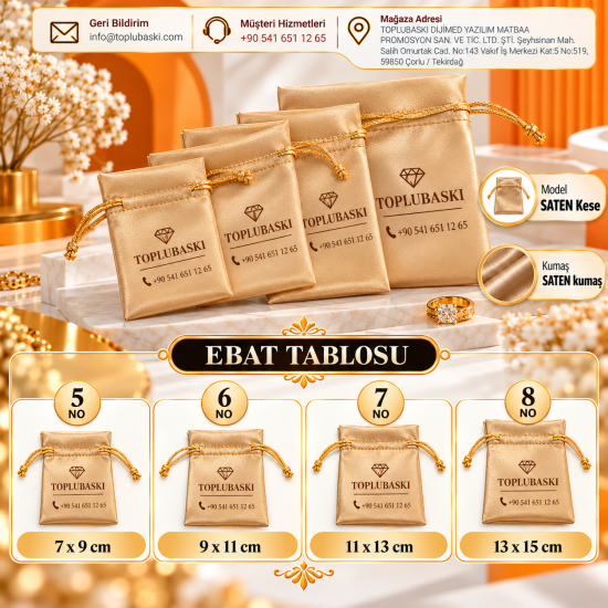 Gold Saten Kuyumcu Kesesi