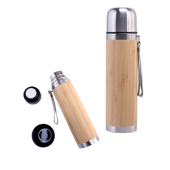 Logo Baskılı Bambu Termos 450 ml