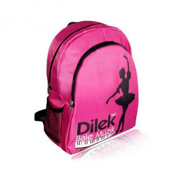 Pembe File Cepli Logo Baskılı Anaokulu Çantası