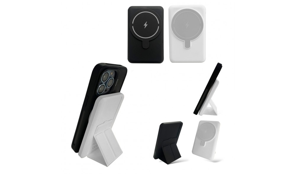5000 mAh MagSafe 15W telefon standlı logo baskılı promosyon wireless powerbank