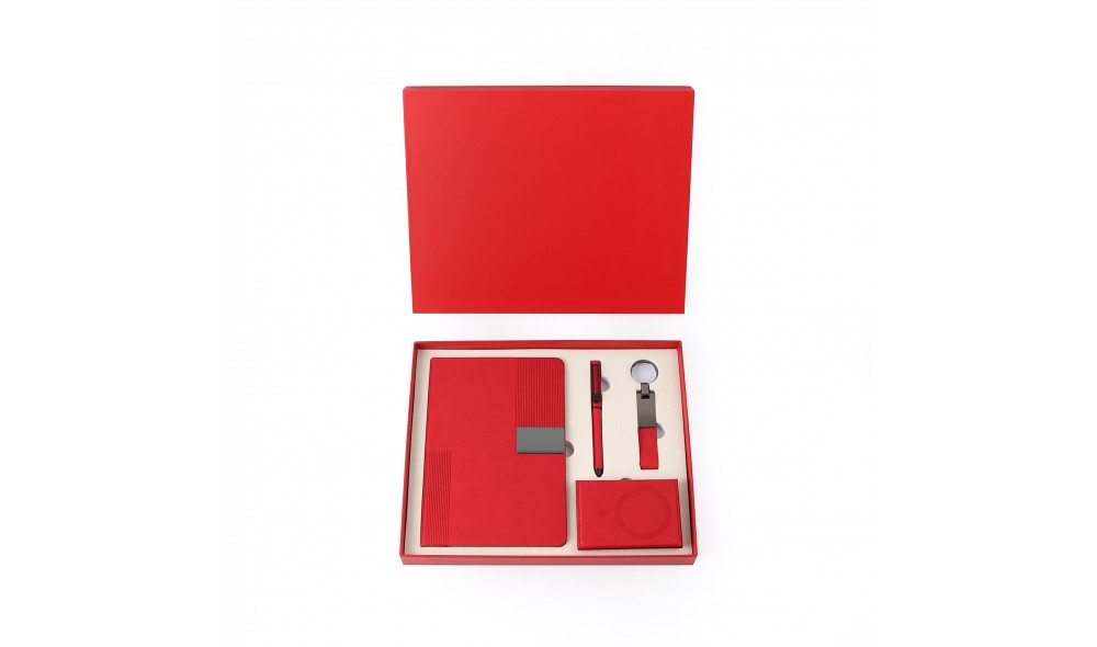 MagSafe cüzdanlı kutulu VIP set defter tükenmez kalem anahtarlık siyah lacivert kırmızı