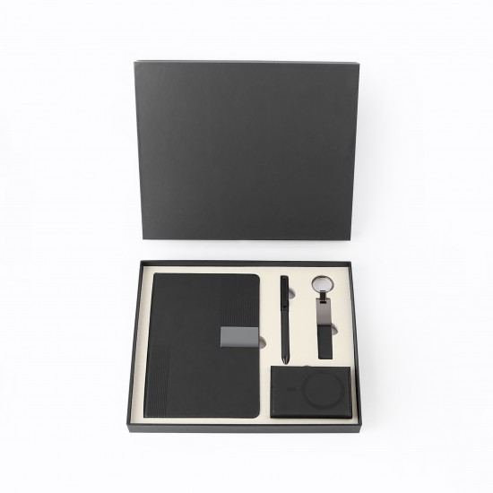 MagSafe cüzdanlı kutulu VIP set defter tükenmez kalem anahtarlık siyah lacivert kırmızı