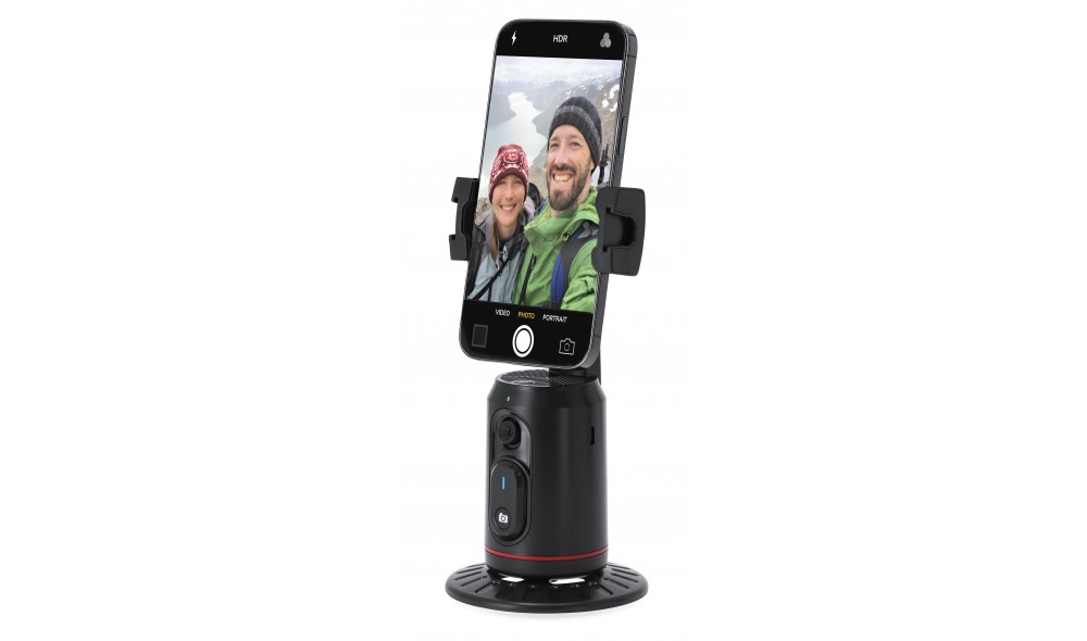 Otomatik Yüz Takipli Telefon Tutucu | Akıllı Video Çekim Standı | TopluBaskı Otomatik yüz takipli telefon tutucu siyah renkli 1200 mAh şarj edilebilir lityum bataryalı tripodlu ve tabanlı akıllı video çekim standı