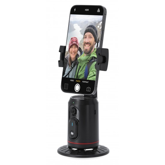 Otomatik Yüz Takipli Telefon Tutucu | Akıllı Video Çekim Standı | TopluBaskı Otomatik yüz takipli telefon tutucu siyah renkli 1200 mAh şarj edilebilir lityum bataryalı tripodlu ve tabanlı akıllı video çekim standı